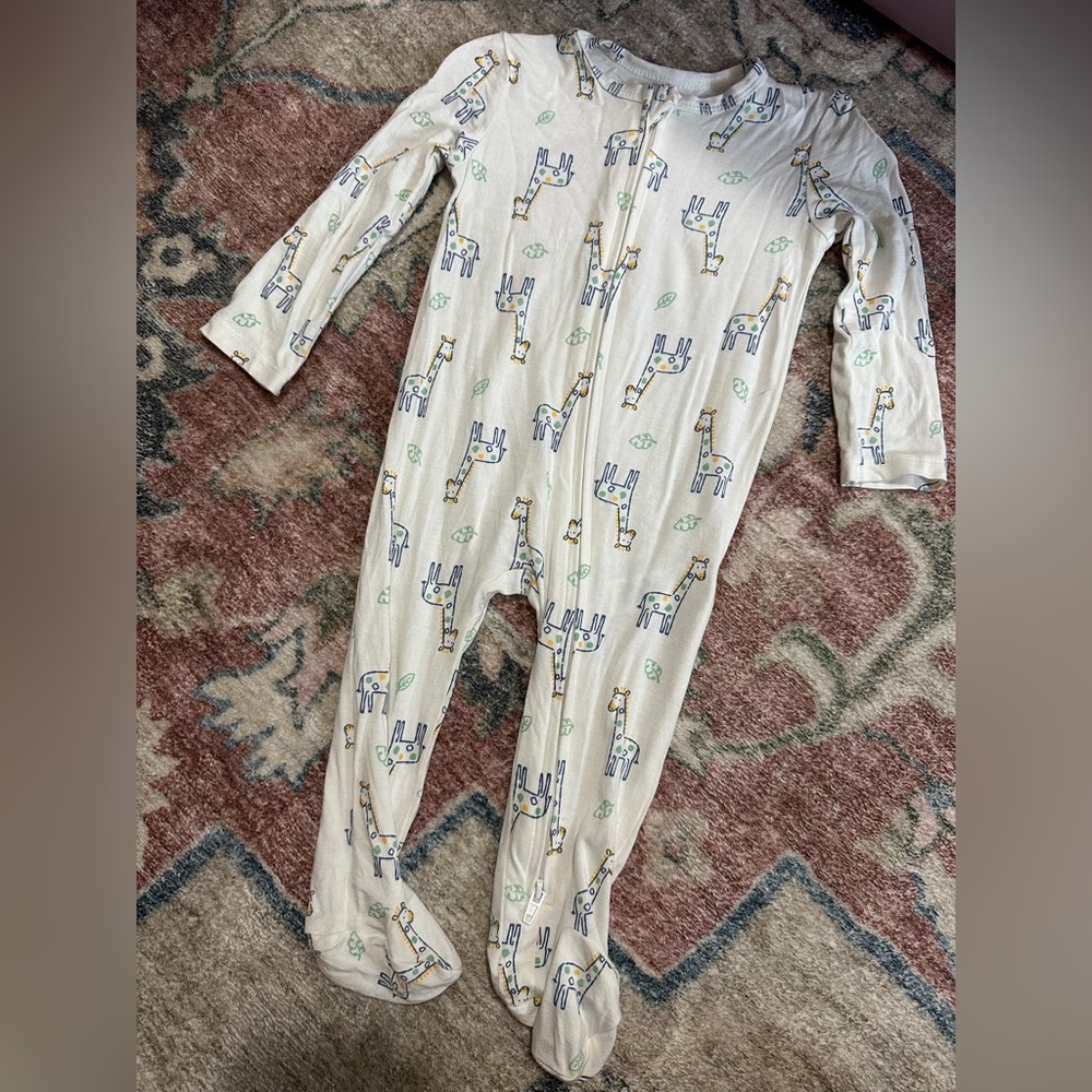 Little Me Cream Giraffe Print Footie